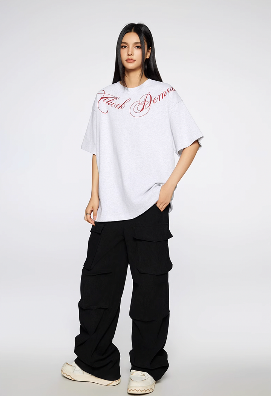 Achock Script Logo Print Tee | Face 3 Face