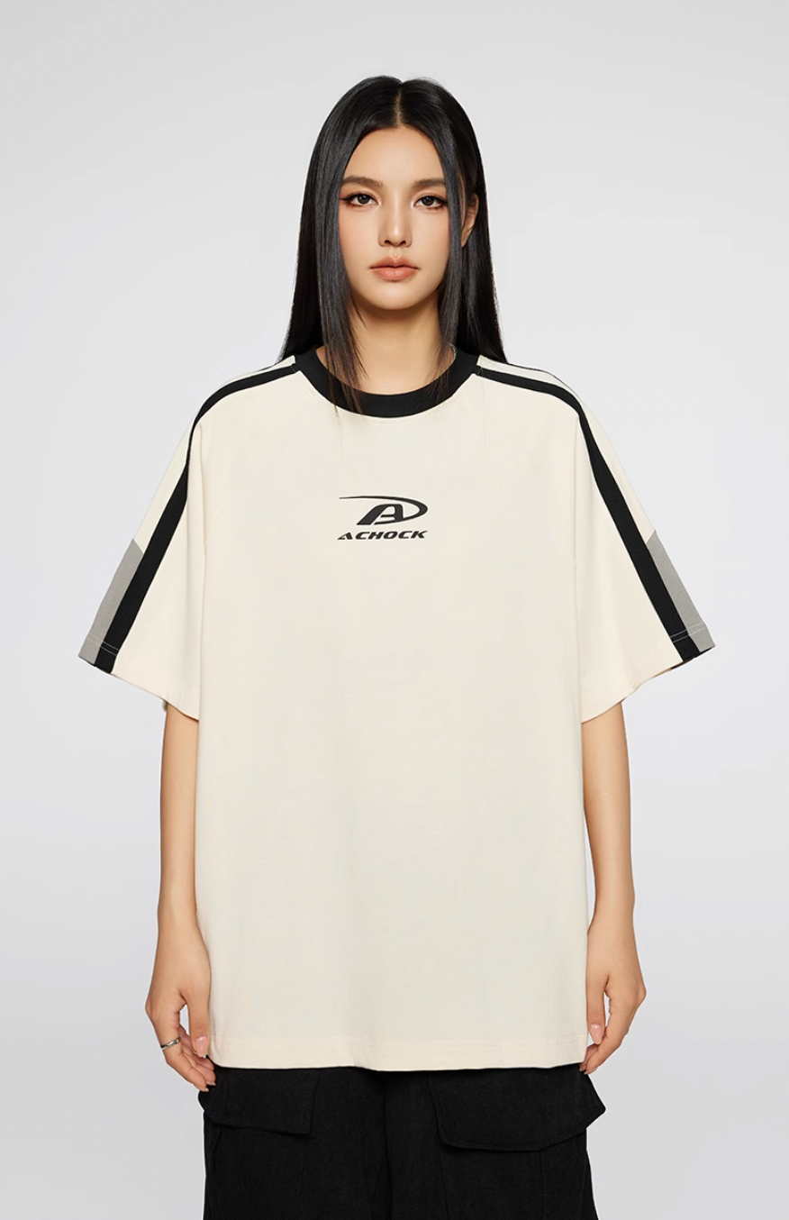 Achock Contrast Color Stitch Logo Print Tee | Face 3 Face