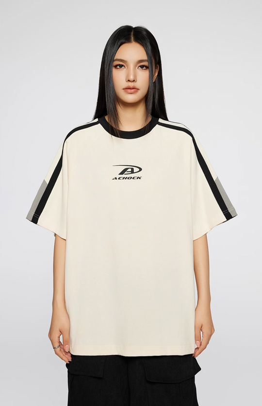 Achock Contrast Color Stitch Logo Print Tee | Face 3 Face