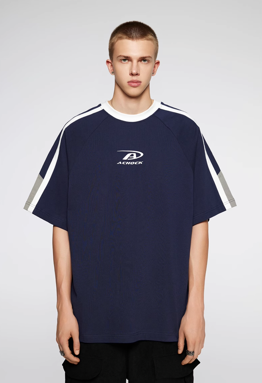 Achock Contrast Color Stitch Logo Print Tee | Face 3 Face
