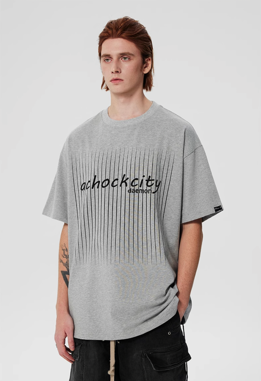 Achock Screen Stripe Print Tee | Face 3 Face