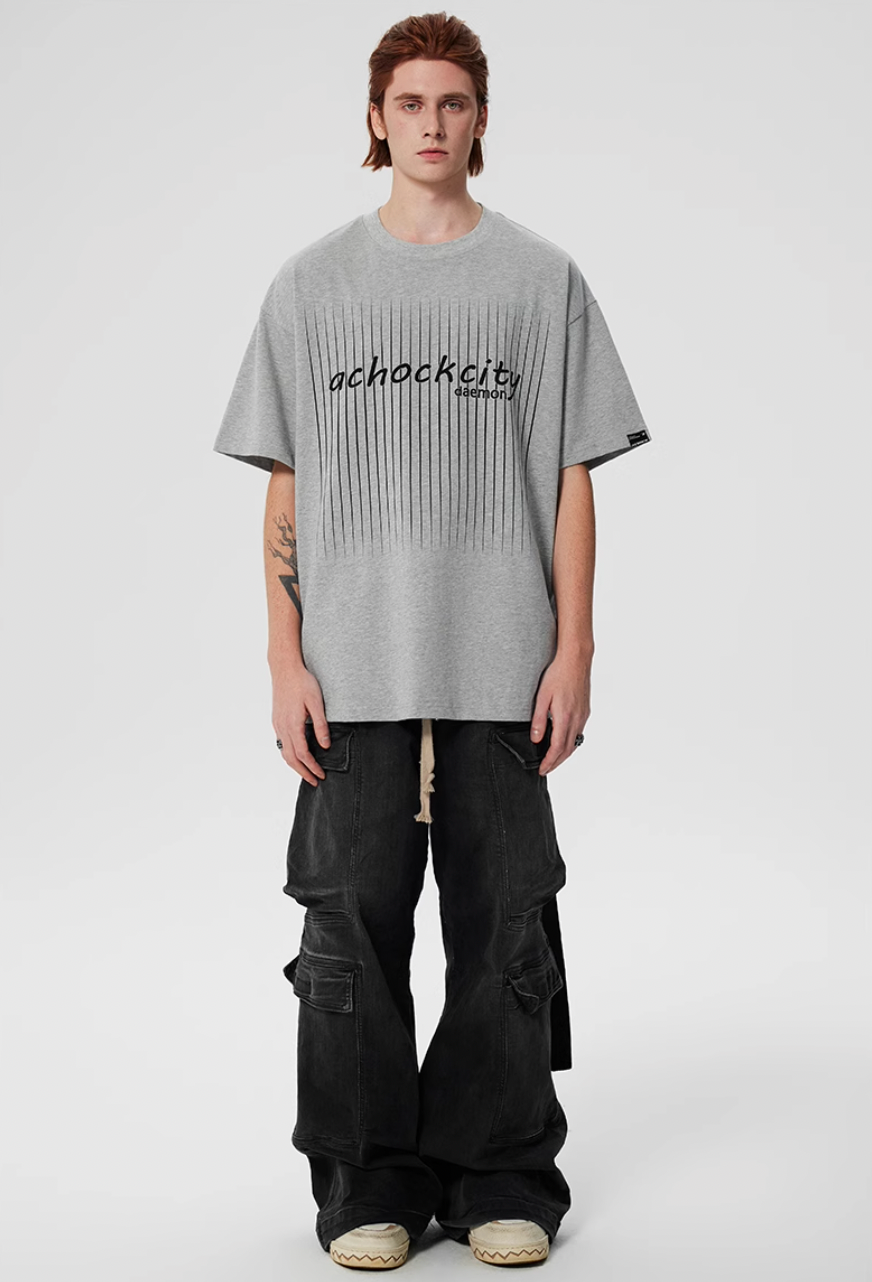 Achock Screen Stripe Print Tee | Face 3 Face