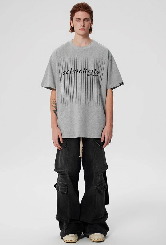 Achock Screen Stripe Print Tee | Face 3 Face