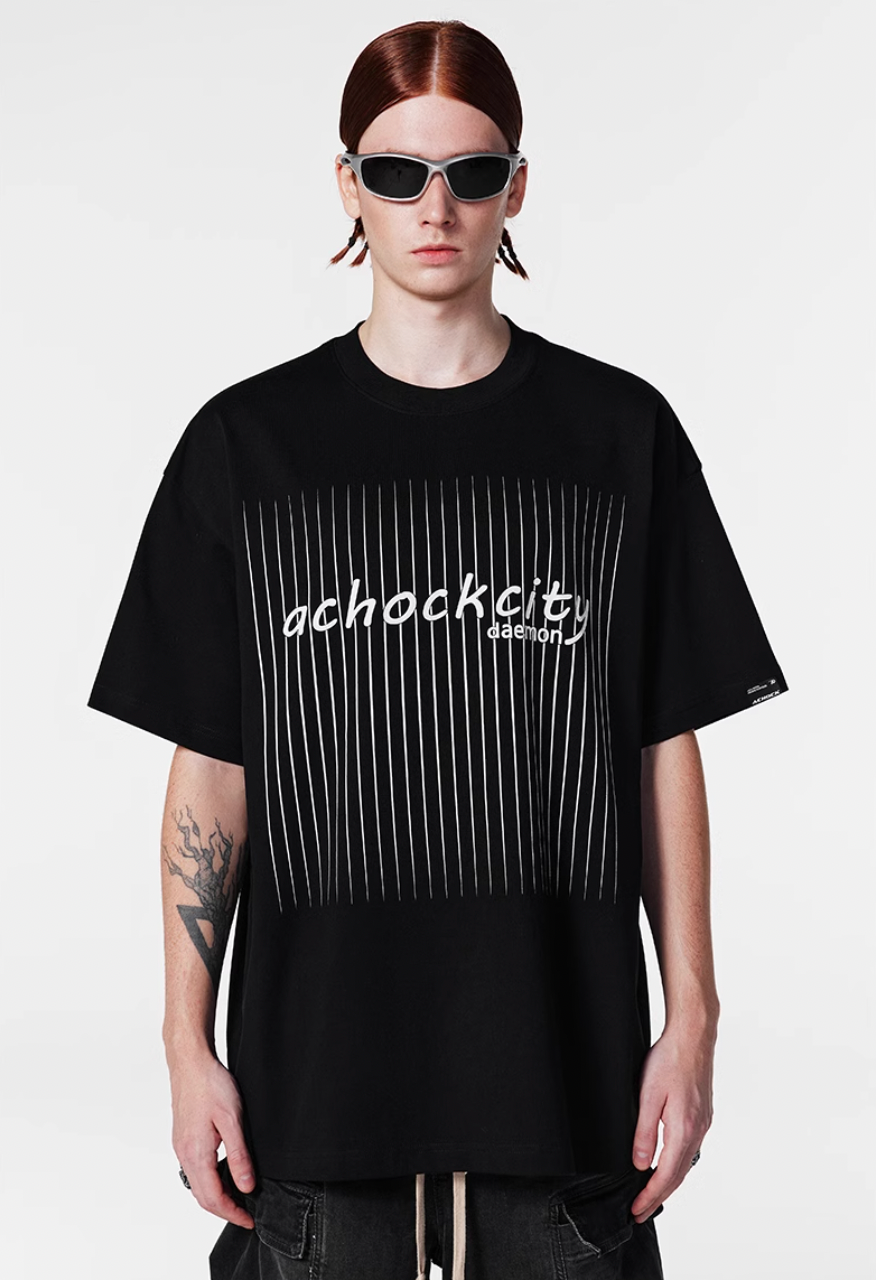Achock Screen Stripe Print Tee | Face 3 Face