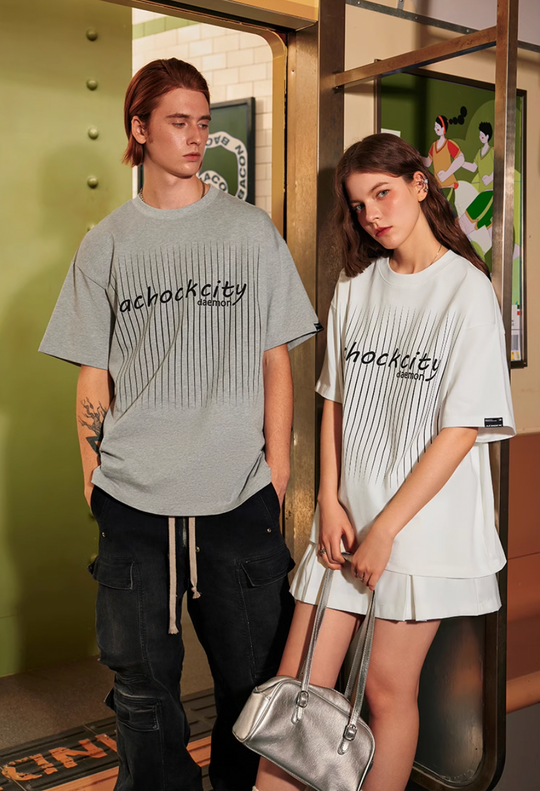 Achock Screen Stripe Print Tee | Face 3 Face