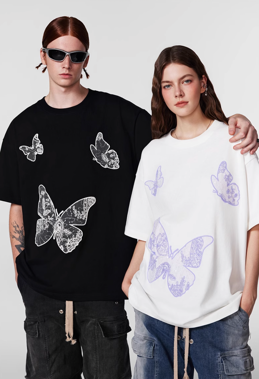 Achock Butterfly Lace Embroidery Tee | Face 3 Face
