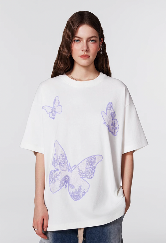 Achock Butterfly Lace Embroidery Tee | Face 3 Face