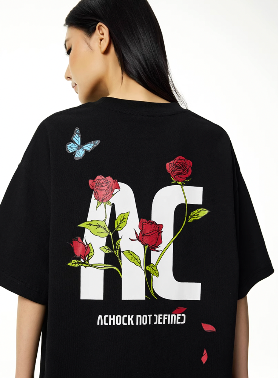 Achock Logo Butterfly Rose Print Tee | Face 3 Face