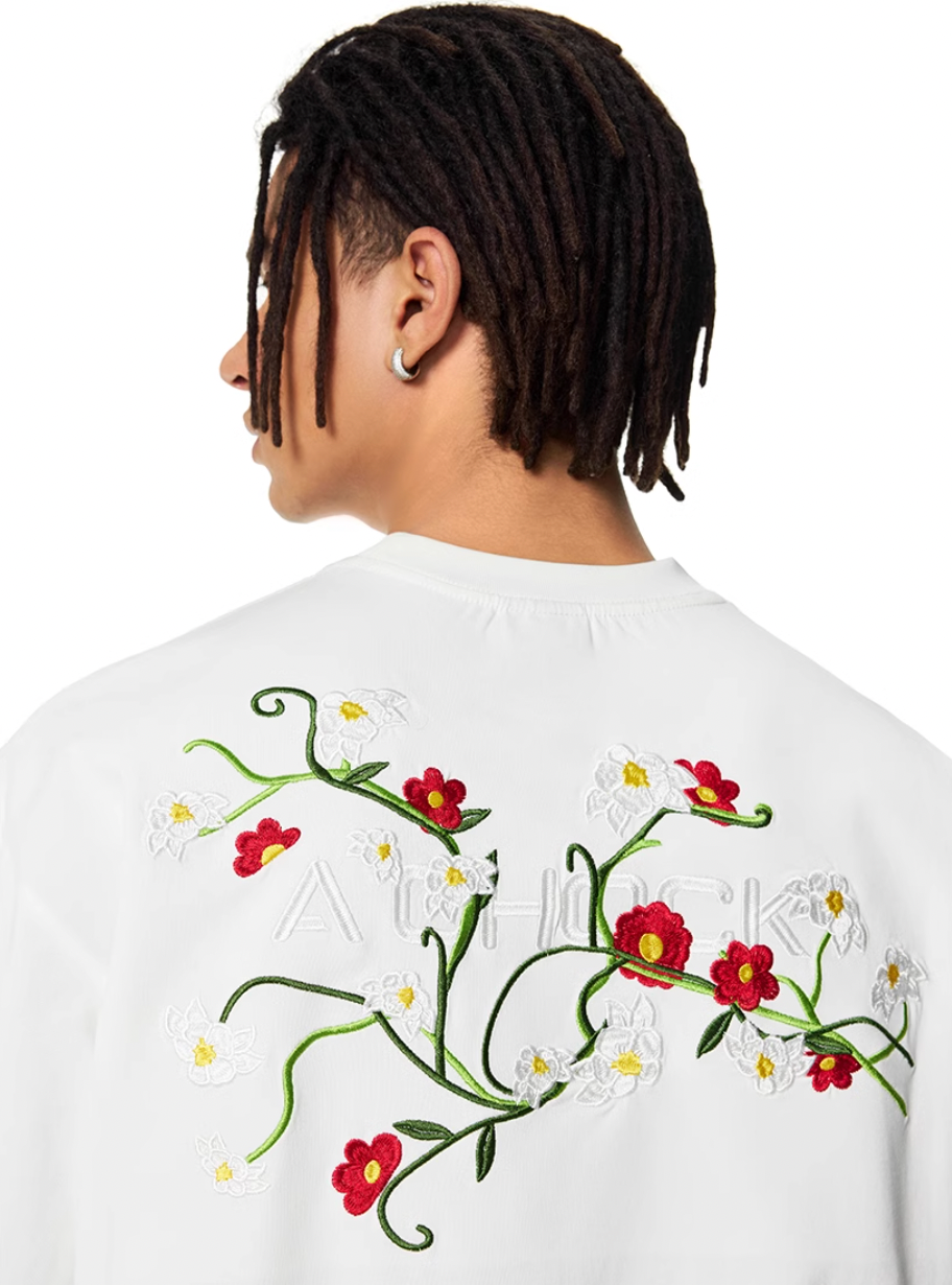 Graphic Tee | Achock Flower Logo Embroidery Tee | Face 3 Face