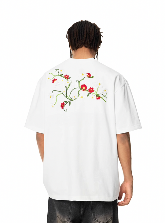 Graphic Tee | Achock Flower Logo Embroidery Tee | Face 3 Face