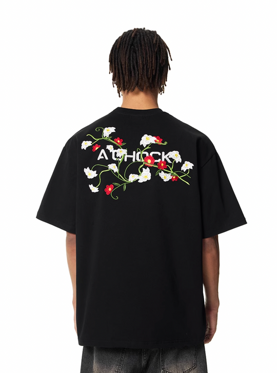 Graphic Tee | Achock Flower Logo Embroidery Tee | Face 3 Face