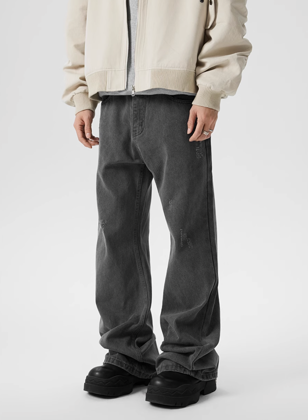 Achock Washed Black Frayed Flared Jeans | Face 3 Face