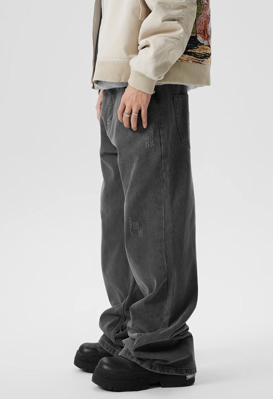 Achock Washed Black Frayed Flared Jeans | Face 3 Face