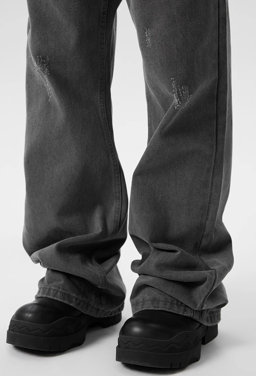 Achock Washed Black Frayed Flared Jeans | Face 3 Face