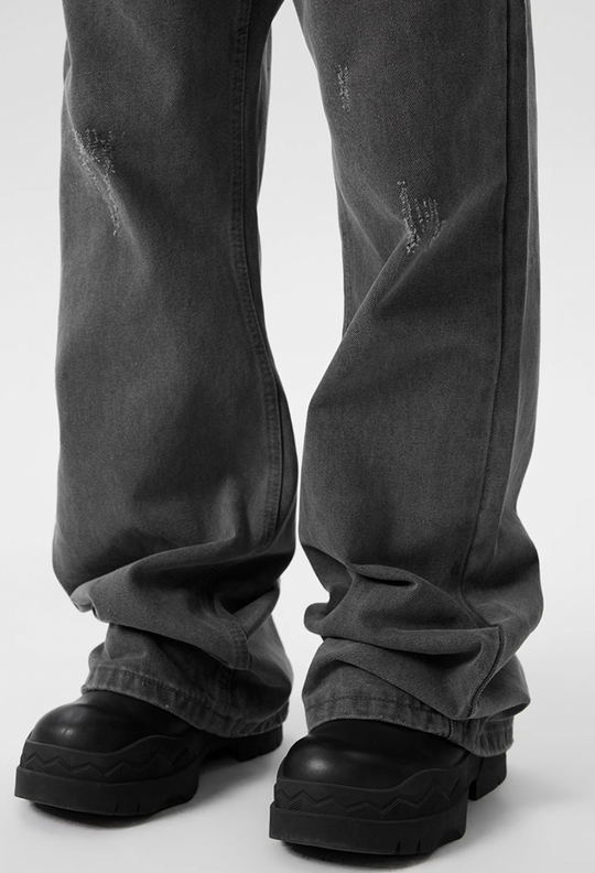 Achock Washed Black Frayed Flared Jeans | Face 3 Face