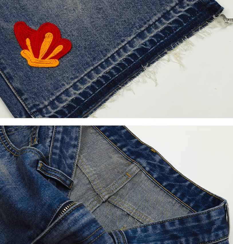 Achock Creative Letter Petal Embroidery Denim Shorts | Face 3 Face