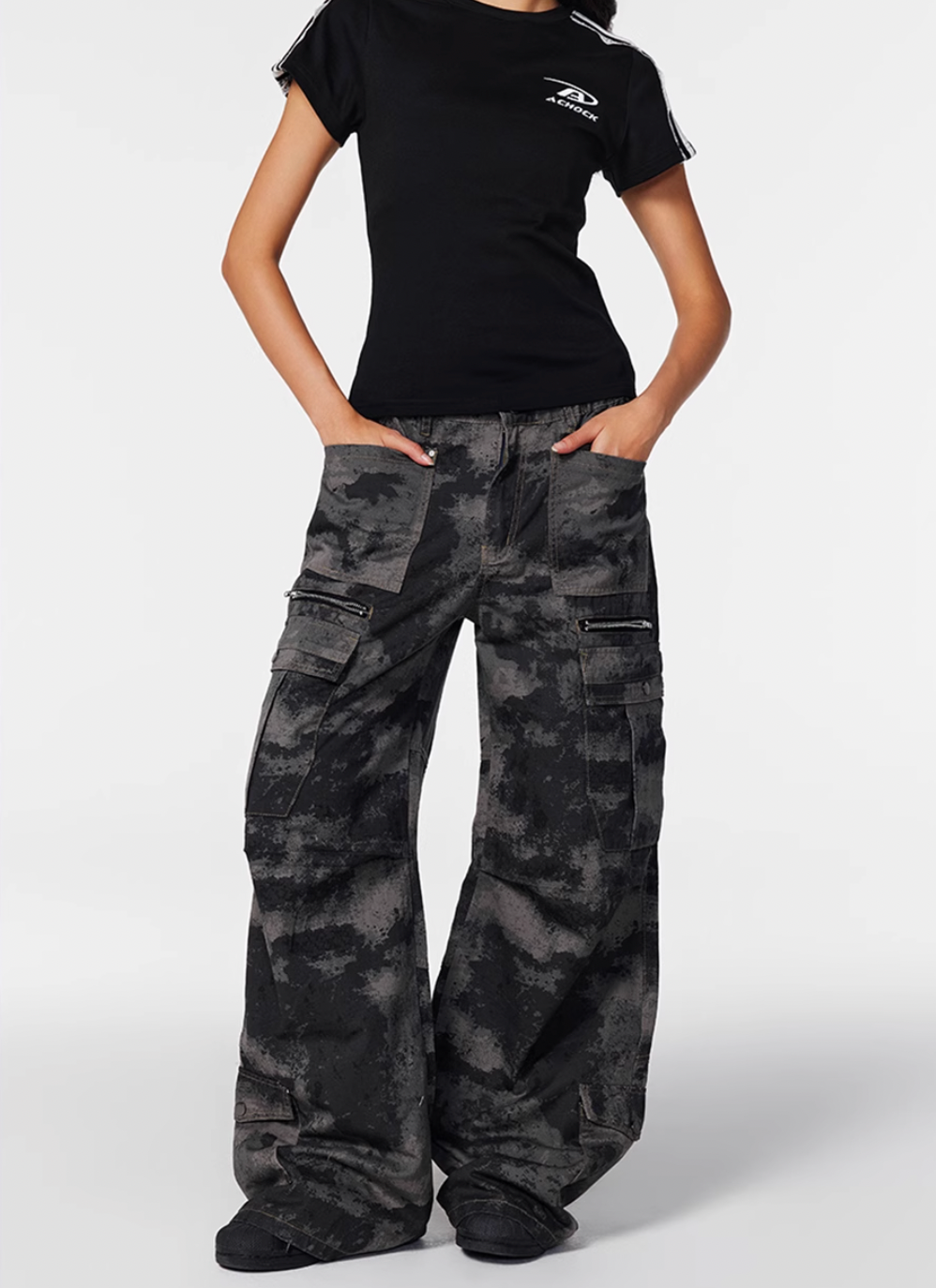 Multi pocket cargo pants | Achock Camouflage Spice Girls Baggy Cargo Pants | Face 3 Face