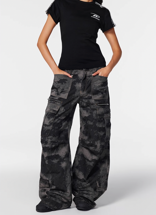 Multi pocket cargo pants | Achock Camouflage Spice Girls Baggy Cargo Pants | Face 3 Face