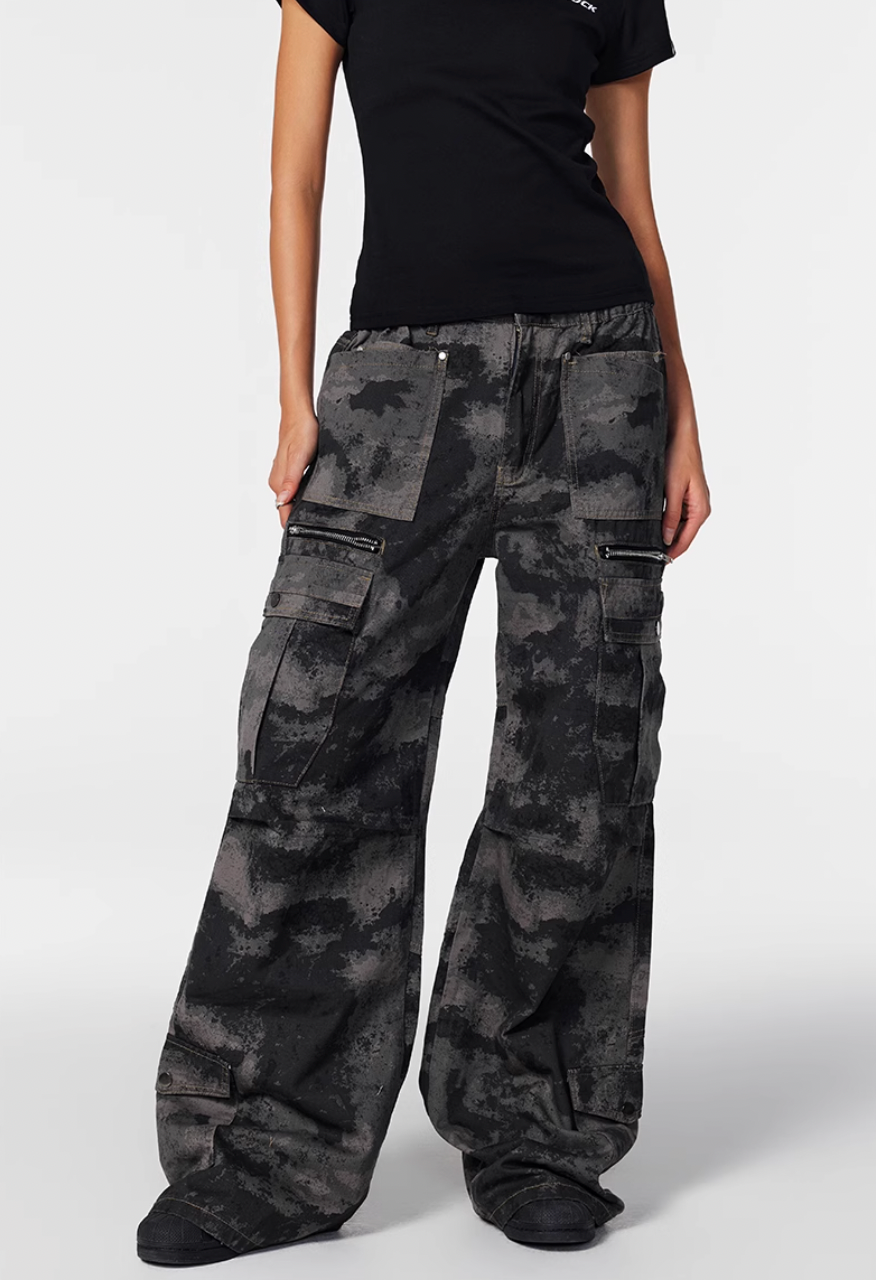 Multi pocket cargo pants | Achock Camouflage Spice Girls Baggy Cargo Pants | Face 3 Face
