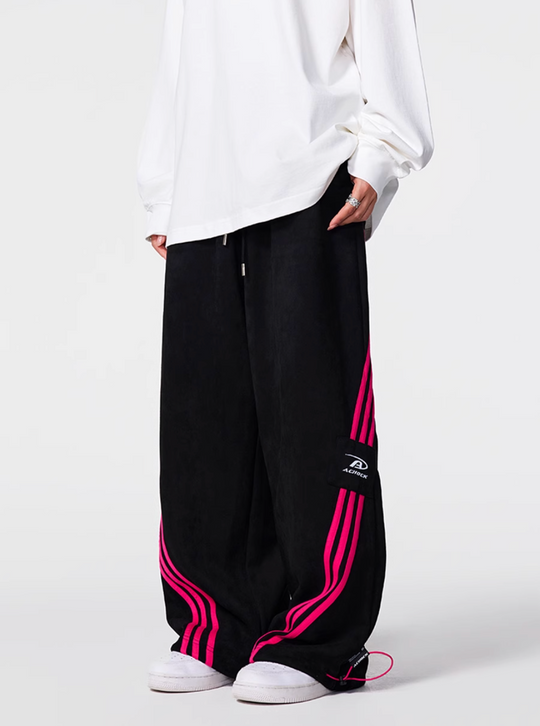 Achock Striped Stitching Baggy Track Pants | Face 3 Face