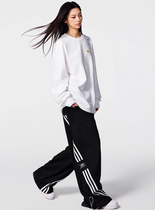 Achock Striped Stitching Baggy Track Pants | Face 3 Face