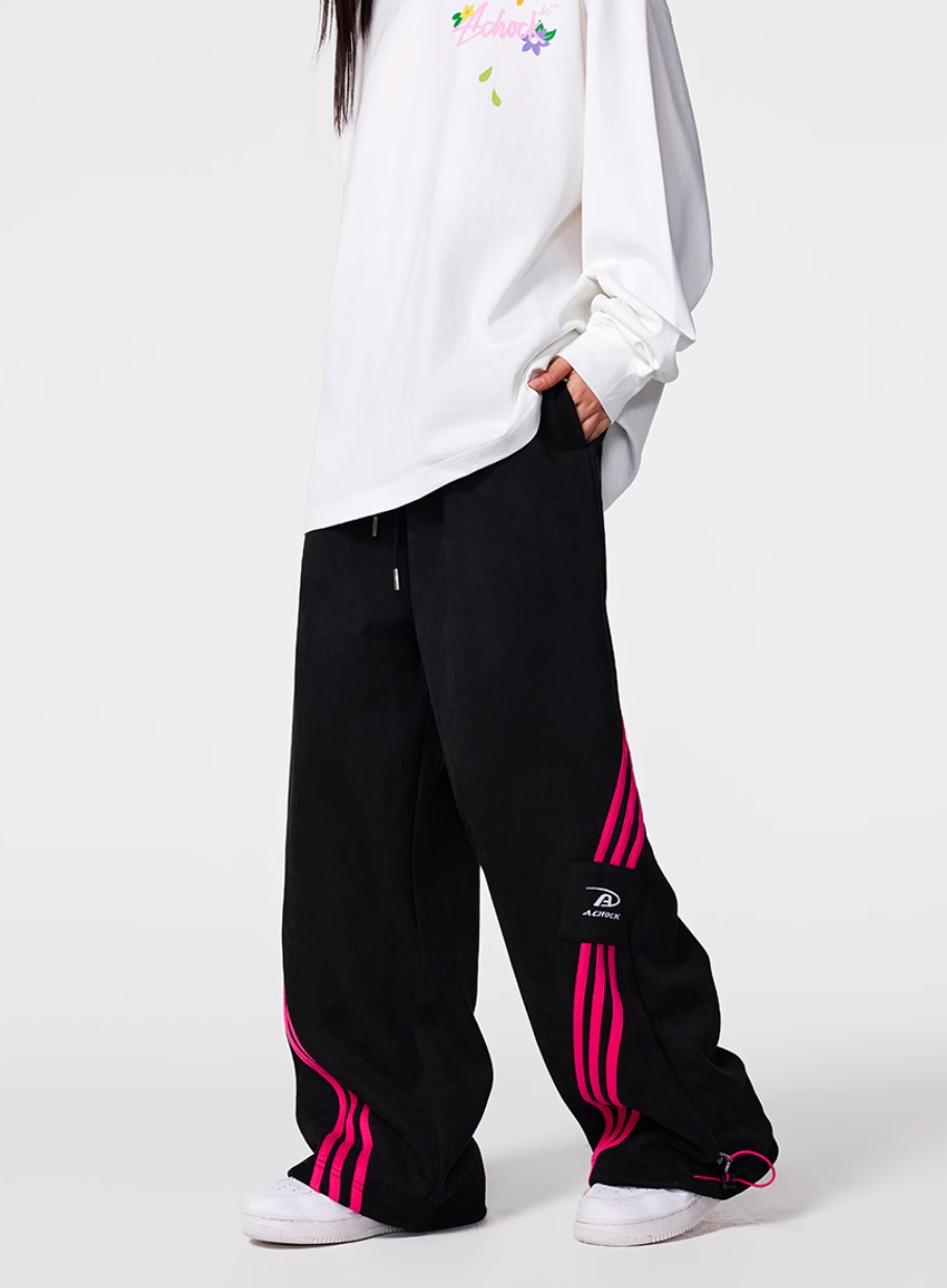 Achock Striped Stitching Baggy Track Pants | Face 3 Face