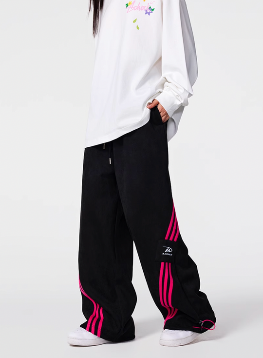 Achock Striped Stitching Baggy Track Pants | Face 3 Face