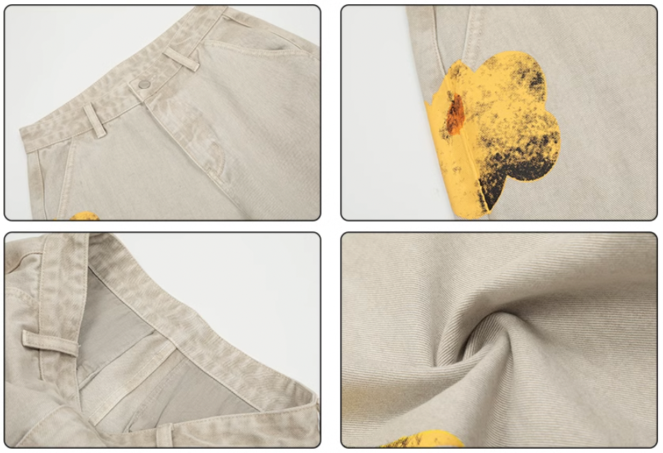 Achock Gray Floral Print Jeans | Face 3 Face