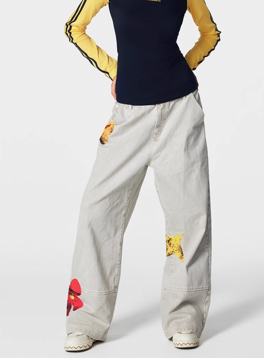 Achock Gray Floral Print Jeans | Face 3 Face