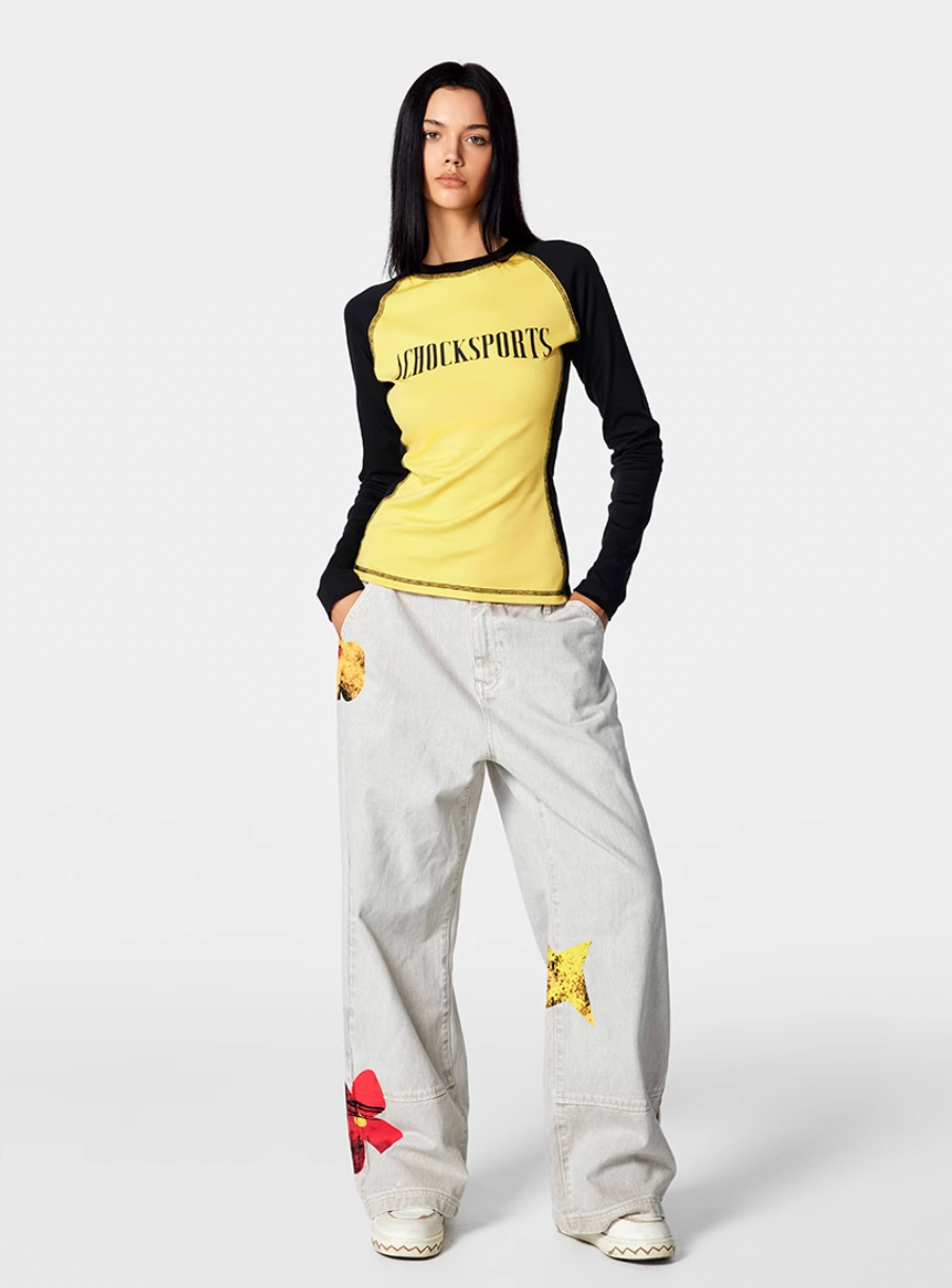 Achock Gray Floral Print Jeans | Face 3 Face