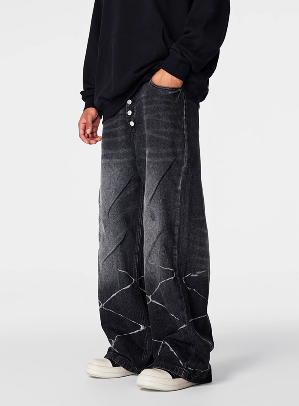 Achock Washed Wave Baggy Jeans | Face 3 Face