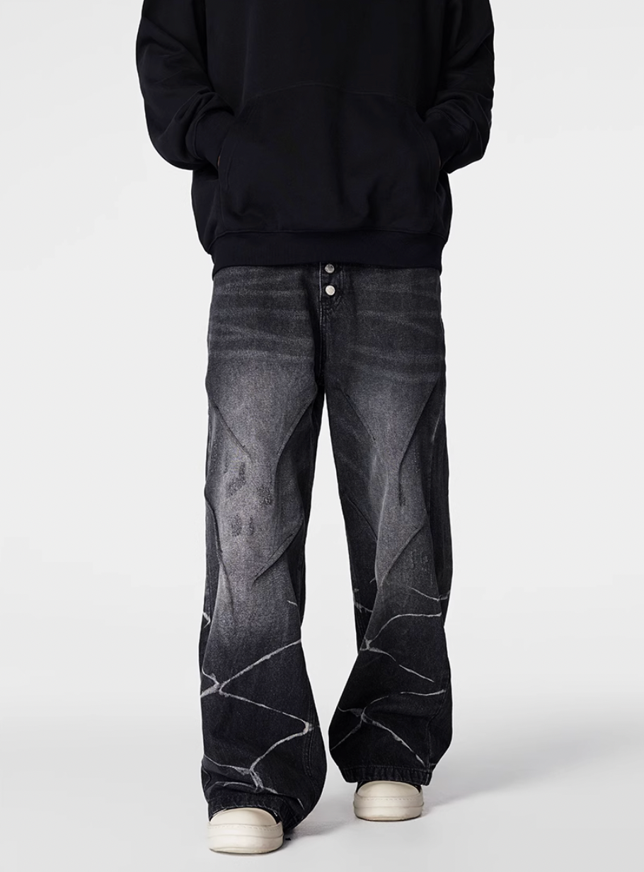 Achock Washed Wave Baggy Jeans | Face 3 Face