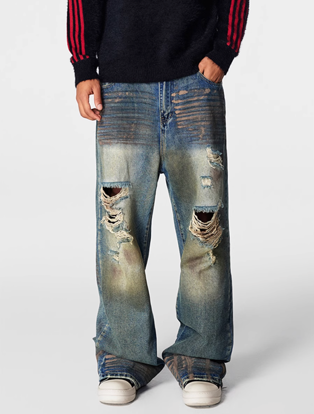 Achock Washed Worn Holes Distressed Jeans | Face 3 Face