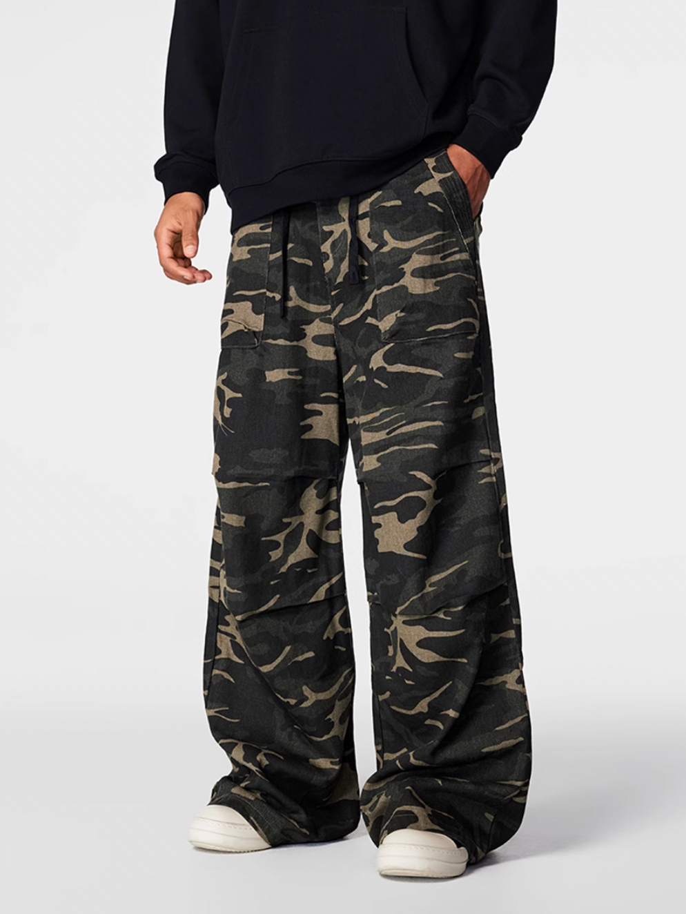 Streetwear baggy pants | Achock Camouflage Drawstring Work Pants | Face 3 Face