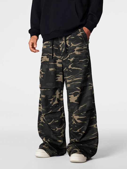 Streetwear baggy pants | Achock Camouflage Drawstring Work Pants | Face 3 Face