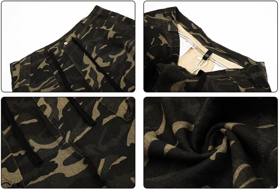 Streetwear baggy pants | Achock Camouflage Drawstring Work Pants | Face 3 Face