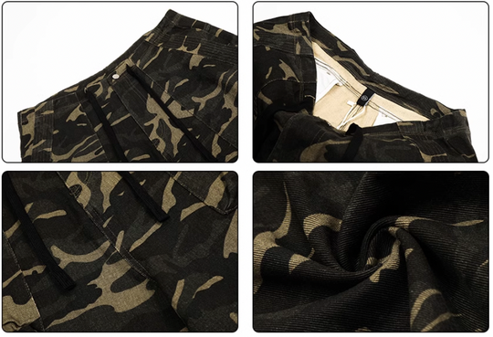 Streetwear baggy pants | Achock Camouflage Drawstring Work Pants | Face 3 Face