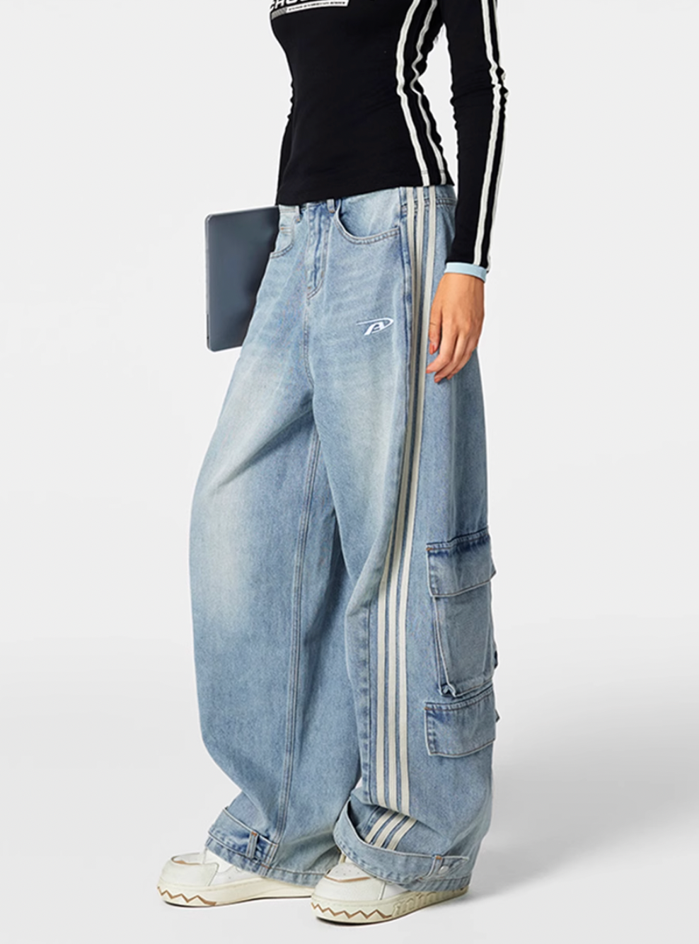 Achock Striped Multi Pocket Work Baggy Jeans | Face 3 Face