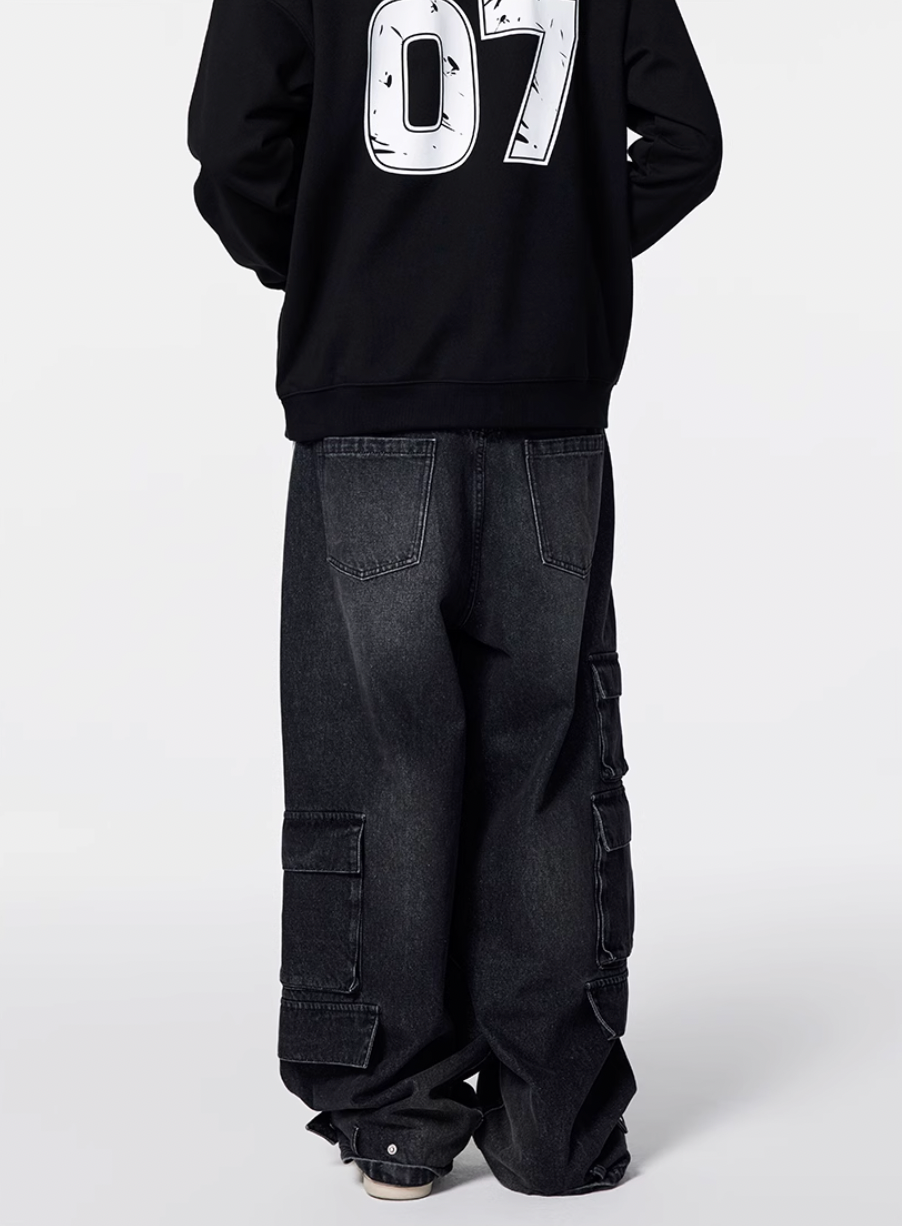 Achock Striped Multi Pocket Work Baggy Jeans | Face 3 Face