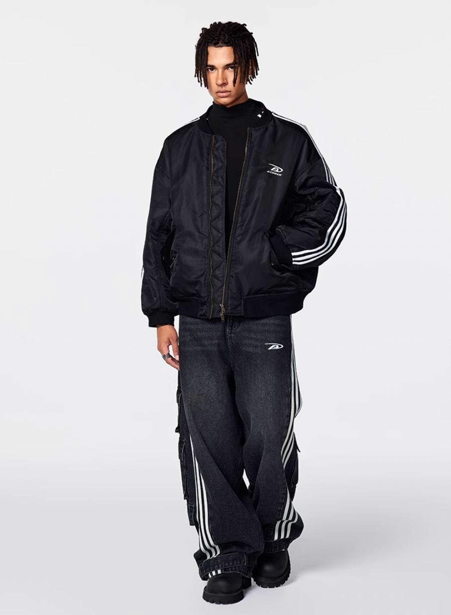 Achock Striped Multi Pocket Work Baggy Jeans | Face 3 Face