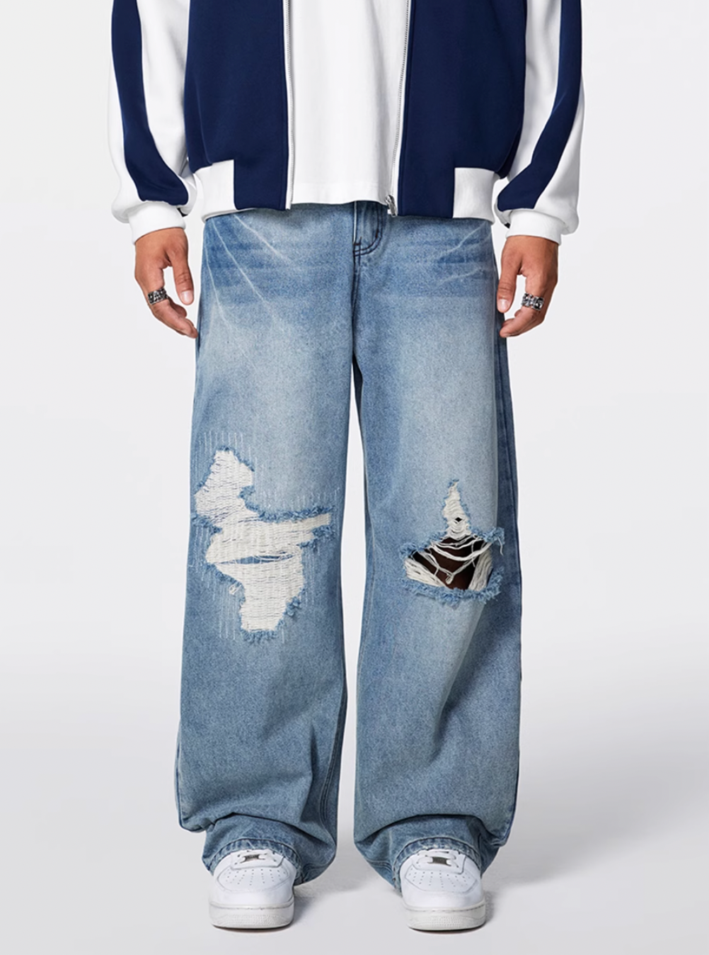 Achock Butterfly Washed Broken Hole Distressed Jeans | Face 3 Face