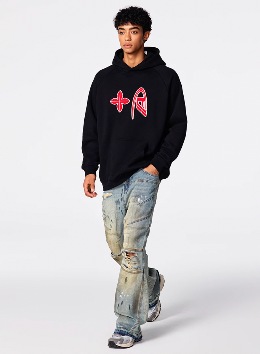 Achock Patchwork Stitching Worn Holes Washed Flared Jeans | Face 3 Face