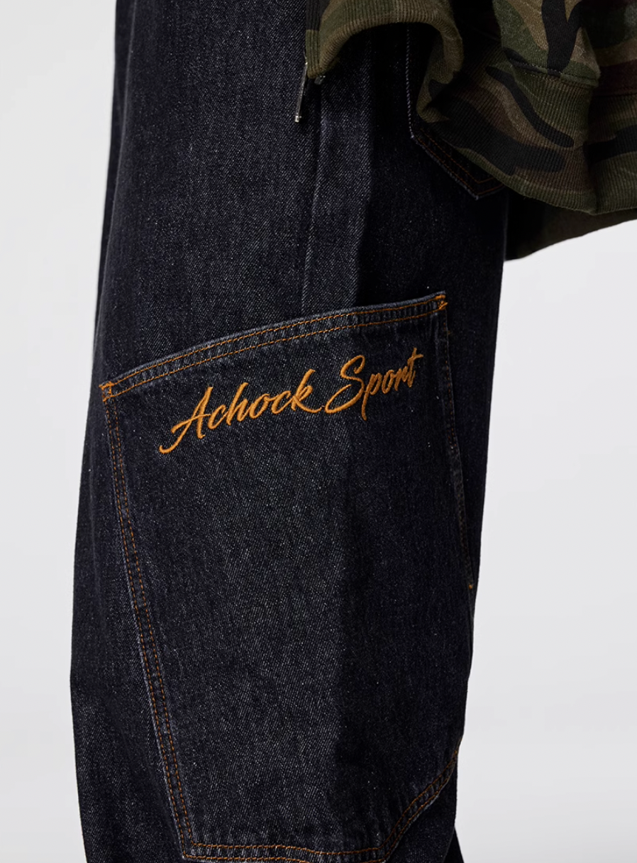 Achock Large Pockets Baggy Jeans | Face 3 Face