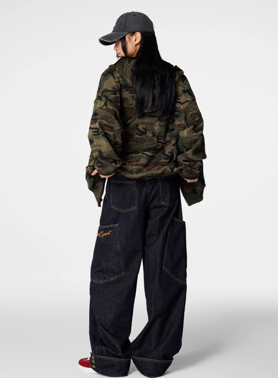 Achock Large Pockets Baggy Jeans | Face 3 Face