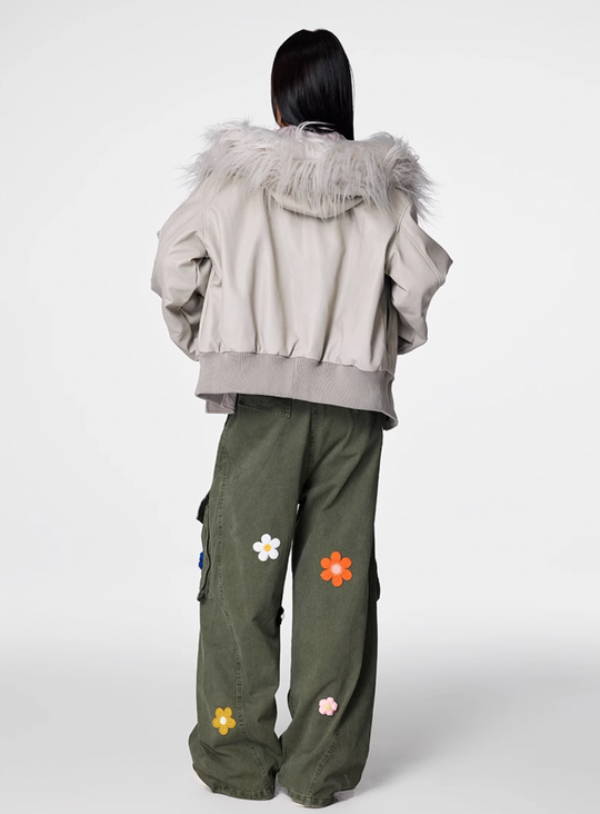 Achock Washed Multi Pocket Flower Embroidery Work Cargo Pants | Face 3 Face