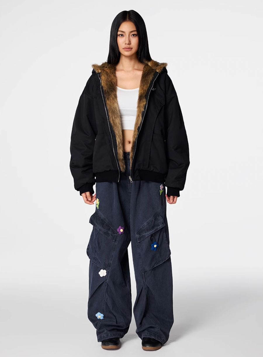 Achock Washed Multi Pocket Flower Embroidery Work Cargo Pants | Face 3 Face