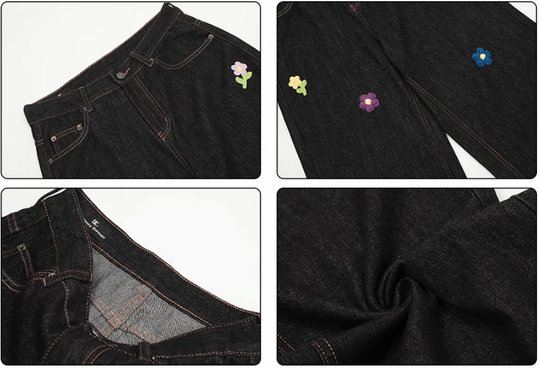 Cargo jeans | Achock Flower Embroidery Jeans | Face 3 Face