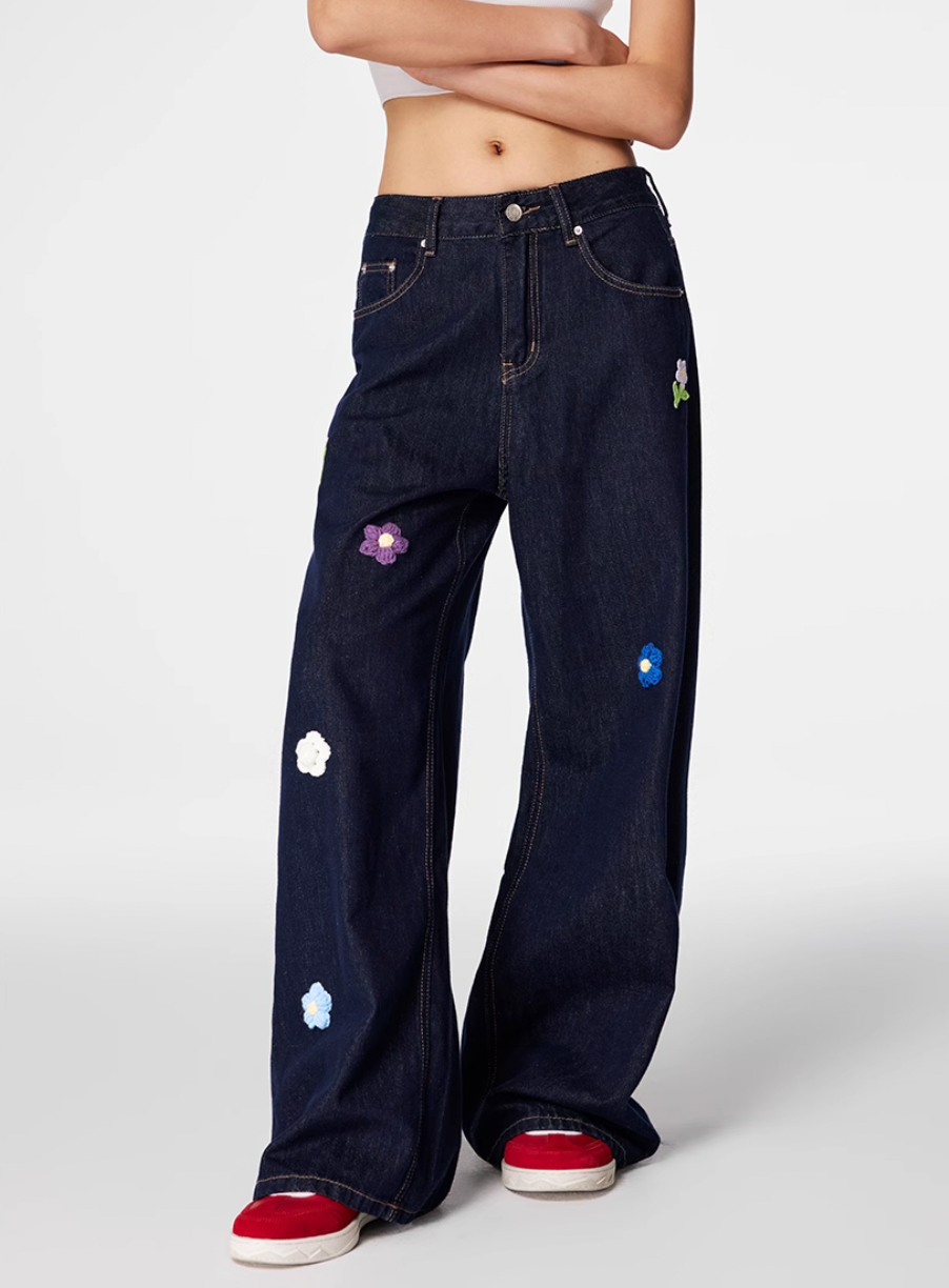 Cargo jeans | Achock Flower Embroidery Jeans | Face 3 Face