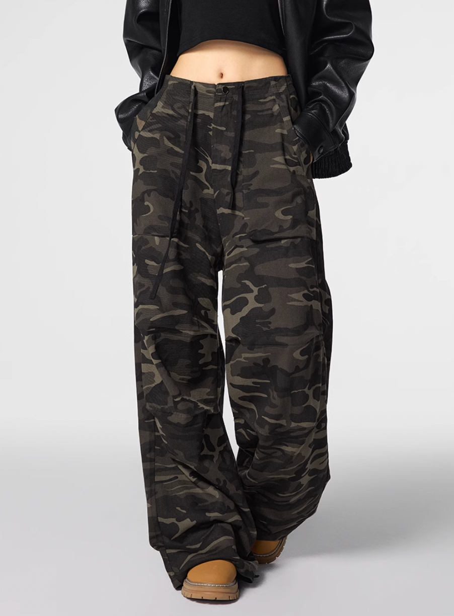 Streetwear baggy pants | Achock Camouflage Drawstring Baggy Work Pants | Face 3 Face