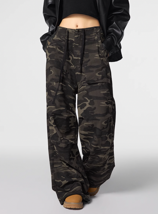 Streetwear baggy pants | Achock Camouflage Drawstring Baggy Work Pants | Face 3 Face